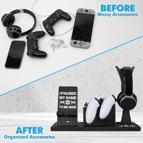Gaming Accessories Organizer with Headphone Holder, Rotatable Phone Stand & Controller Stand - Unique Gamer Gifts Controllers Holders Gaming Equipment, Gifts for Gamers Controller Holder - size: Standard