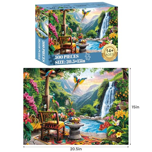 500 Pieces Puzzle for Adults Mountain Forest Jigsaw Puzzle 500 Pieces | Recycled Cardboard Jigsaw Puzzles for Adults Family Challenging Game Home Decor Gift Toy for Teens Seniors 20.5 * 15 inch - style: Nature