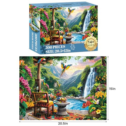 500 Pieces Puzzle for Adults Mountain Forest Jigsaw Puzzle 500 Pieces | Recycled Cardboard Jigsaw Puzzles for Adults Family Challenging Game Home Decor Gift Toy for Teens Seniors 20.5 * 15 inch - style: Nature