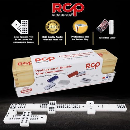Dominos Set for Adults – Professional Double 9 Cuban Dominoes Set, Classic Travel Board Game with Wood Case Juegos de Mesa (Havana Club Silver) - color: Havana Club Silver