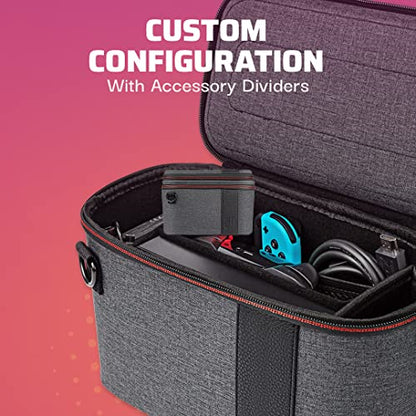 PDP Pull-N-Go 2-in-1 Travel Case & Accessory Storage for Nintendo Switch | Licensed for Nintendo Switch, Removable Compartments, Hard-Shell Design, Removable Slim Travel Case, Elite Edition Grey - style: Pull-n-go