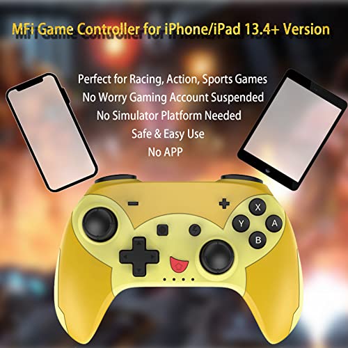 Megadream Controller for iPhone, iPad Controller Joystick Joypad with Adjustable Clamp for iOS 13.4+ Version iPhone/iPad, iPhone 13/13 Pro/Mini, iPhone 12 Pro/Mini, Not for TV - Yellow [Direct Play] - color: Yellow