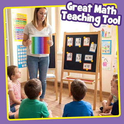 Torlam Math Flash Cards Math Board,Math Games Manipulatives Times Table Chart Fun Learning Interactive Practice Kit for Kids,Multiplication,Division,Addition,Subtraction Flash Card Pack Toys for Kids - style: 332 Flash Cards+Math Board+Dice+Storage Bag+Pe