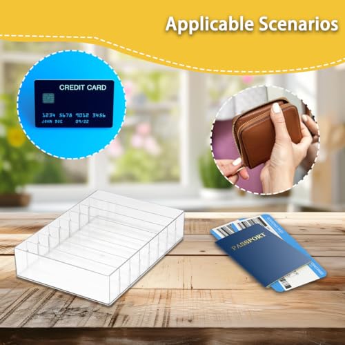 Large Clear Acrylic Cash Organizer 8 Sections Desk Tray Organizer for Money Budget Envelopes, Palette Makeup, Cables Envelope Storage