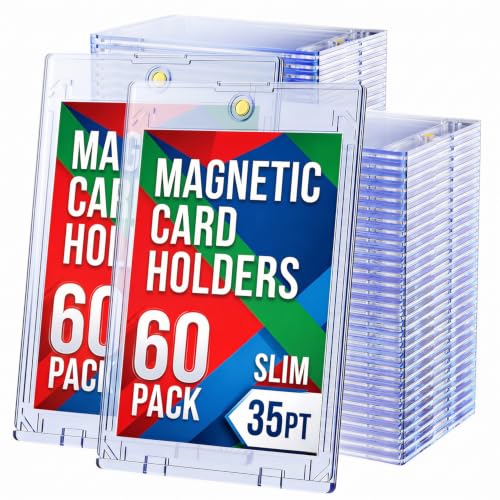 60ct Magnetic Card Holder, 35pt Slim One Touch Trading Card Holder, Hard Plastic Protectors, U-V Protection Magnet Cards Display Case Fits for Baseball, Football, Game, Sports Cards, Ultra Slim - size: 60 SLIM