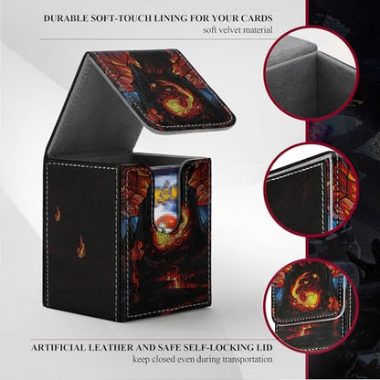 Card Deck Box for MTG Card Storage Box Holds 100 Plus Single Sleeved Cards with Trading Cards Games TCG Yugioh etc.(Scarlet Red) - color: Scarlet Red