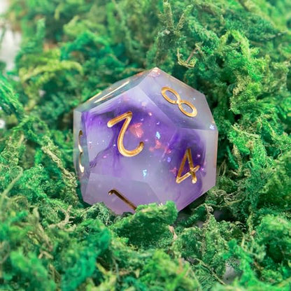 Haxtec Sharp Edge Dice Set Black Purple White Resin DND Dice Set Glitter Polyhedral D&D Dice Compatible with Dungeons and Dragons - color: Purple Pink