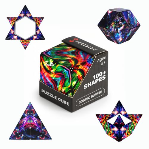 Shashibo DODECA Magnetic Puzzle Cube, Stress Relief Fidget Toy | 100+ Possible Shapes, Sensory Fidget Toy For Adults & Kids, Fun Shape Shifting Puzzle Box For All Ages - color: Cosmic Surfer, size: DODECA