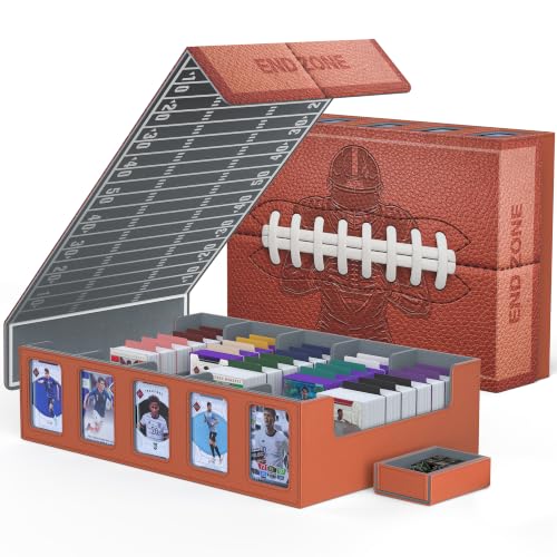 Kabinka Football Card Storage Box with Window Display, 5-Row Sport Card Storage Box, 3900+ Card Deck Box for Football Sports Card TCG, 5 Top Loaders, 5 Stoppers, 48 Dividers, 1 Dice Tray(Football 1) - color: A2-Football 1, size: 3900+