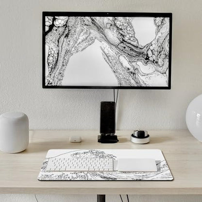 Gaming Mouse Pad, Great Wave Outline Black and White Mouse Pad 11.8x23.6 Inch Large Extended Computer Mouse Mat Keyboard Full Desk Mousepad for Gaming, Office, Home - color: style-3, size: 11.8 x23.6-Inch