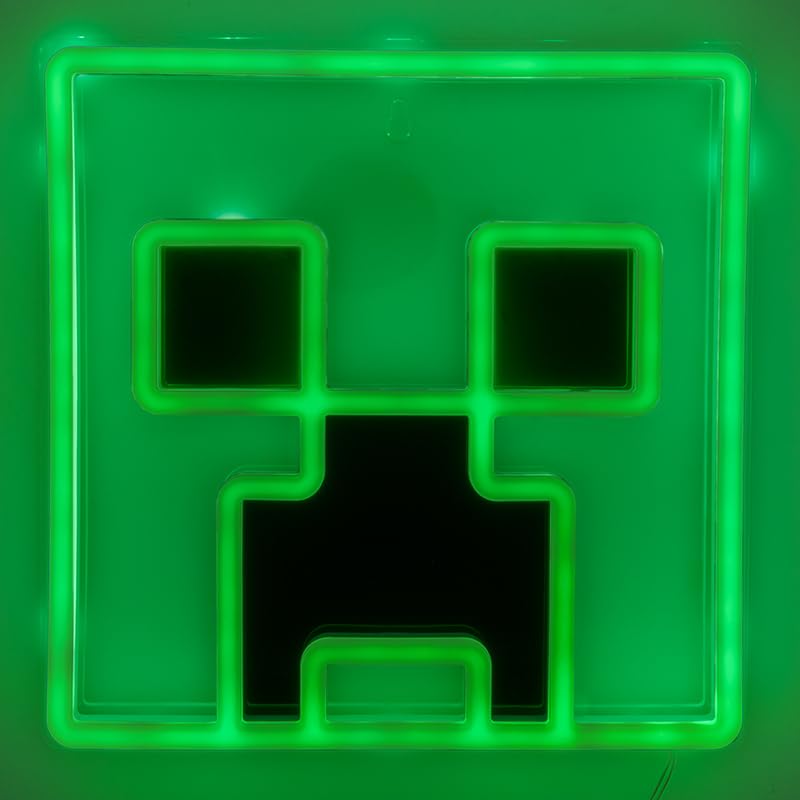 Creeper Iconic LED Wall-Mountable Light Officially Licensed Minecraft Room Decor for Boys and Girls, Gamer Night Light in Vibrant Green - Paladone