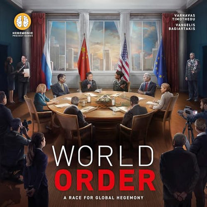 World Order - Political & Economic Events Board Game, Asymmetric Card Driven Play, Global Power Area Control, Deck-Building, Ages 14+, 2-4 Players - style: Political & Economic Events
