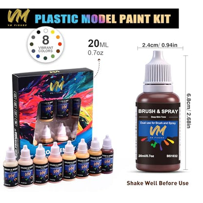 VM 8 Color Skin Tone Paint Set,Flesh Tone Model Paint Kit for Artists, Crafts, Miniature Figures, Bust Painting,Modeling Acrylic Paints 8 Bottles x 20ml (0.67 fl.oz.) - color: Skin Tone Color Set 8 Bottles