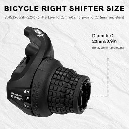 Bike Gear Shifters 3×6 Speed Left SL-RS25 18S Shift Lever Bicycle Twist Grip Thumb Gear Shifter for MTB Folding Mountain Bike - size: RS25-3x6