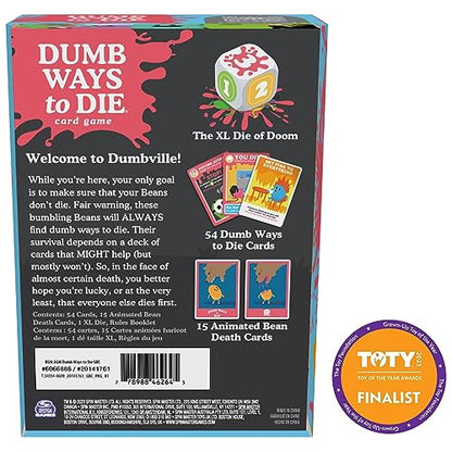 Spin Master Games Dumb Ways to Die Survival Strategy Party Card Game | Viral Meme, Cartoon Themed Survival Game, Be the Last Bean Standing to Win, Fun for Family Game Night, 2-5 Players, Ages 12+ - style: Modern
