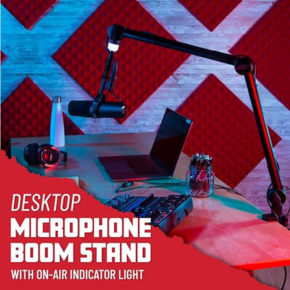 Gator Frameworks Professional Desktop Broadcast/Podcast Microphone Boom Stand with On-Air Indicator Light, Blue,Violet, & Red (GFWMICBCBM4000) - style: 4000 Series