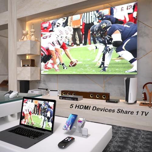 8K HDMI 2.1 Switch 4 in 1 Out 4K 120Hz Selector PS5 Xbox PC | 8K@60Hz VRR & Dolby Vision support with wireless IR remote & aluminum alloy body - size: 4x1 8K@60HZ