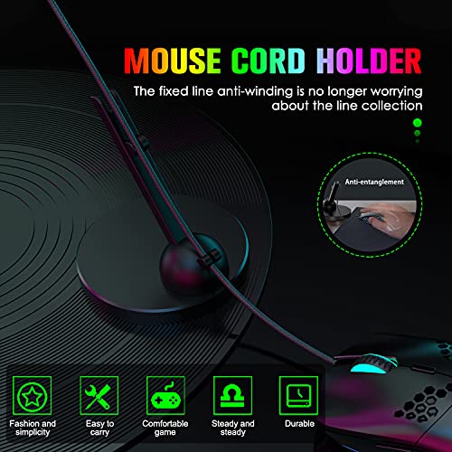 Ajazz Games Mouse Bungee Mouse Cord Clip Cord Management System Flexible 360 Degree Rotatable for Esports FPS Games(Black)