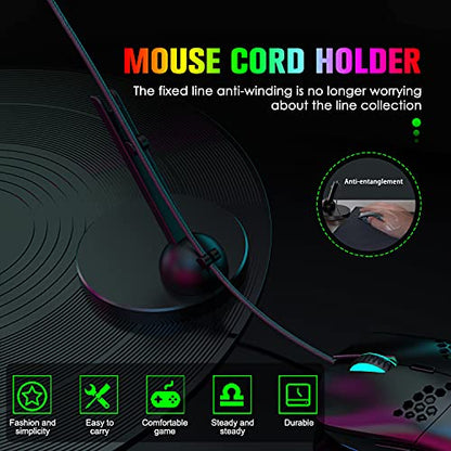 Ajazz Games Mouse Bungee Mouse Cord Clip Cord Management System Flexible 360 Degree Rotatable for Esports FPS Games(Black)