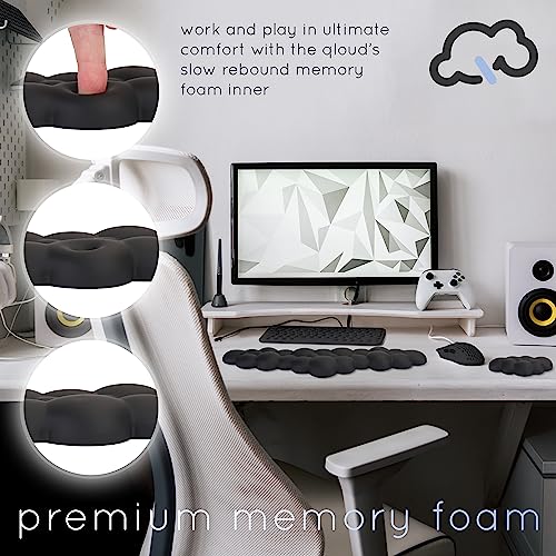 Black Cloud Keyboard Wrist Rest – Create-ables Qloud Black Wrist Rest for Computer Keyboard and Mouse, Ergonomic Memory Foam Wrist Pad with Non-Slip Base, Includes Cloud Mouse Pad - color: 03 Matte Black