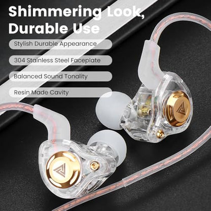 Wired Gaming Earbuds in-Ear Headphones HiFi Game Head Phones in Ear Monitors Deep Bass Sound Wired-Earbuds with 1DD 10mm Dynamic Driver Inear Earphones IEM for Music Gaming Video Calling (White) - color: 화이트.