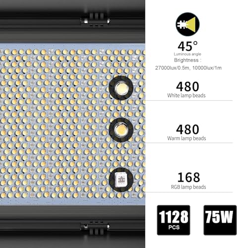 GVM 1500D RGB LED Video Light, 75W Video Lighting Kit with Bluetooth Control, 3 Packs Led Panel Light for Photography, YouTube Studio, Video Shooting, Broadcasting, Conference, 1128 Led Beads - size: 1500D3L