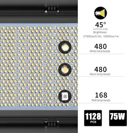 GVM 1500D RGB LED Video Light, 75W Video Lighting Kit with Bluetooth Control, 3 Packs Led Panel Light for Photography, YouTube Studio, Video Shooting, Broadcasting, Conference, 1128 Led Beads - size: 1500D3L