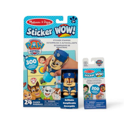 Melissa & Doug Sticker Wow! PAW Patrol Chase, Stamper Activity Book Toy | 500 Surprise Stickers, Mini Pad, Chase Stamper Toy, Mess-Free Travel Toys, Arts & Crafts, Preschool Toys for Kids, Ages 3+ - size: Bundle