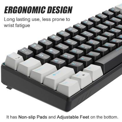 abucow 60% Mechanical Gaming Keyboard Brown Switch Wired Compact Keyboard Anti-Ghosting No-Conflict 61 Swappable keycaps Ergonomic Design for Windows/Mac (White-Black) - color: White-Black