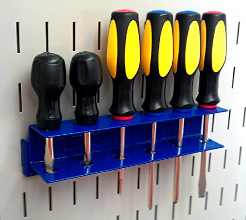 Wall Control Screwdriver Holder Bracket Slotted Metal Pegboard Accessory Slotted Tool Board - Blue - color: Blue, size: 8in x 2in x 2in