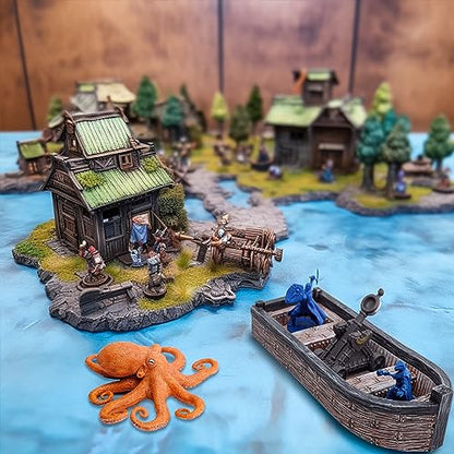 CZYY Fantasy Skiff Miniature, Resin Boat Terrain for Tabletop RPGs | Compact Resin Scatter Terrain, Rowboat Design, Fits Battle Mats & Miniatures, For Wargames, Treasure Hunts & Sea Adventures