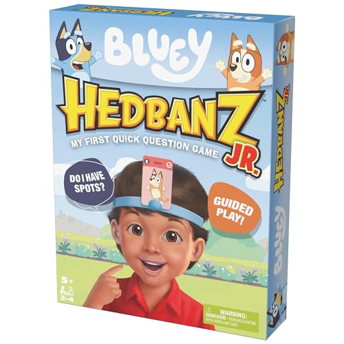 Spin Master Games, Bluey Hedbanz Jr., Picture Guessing Card Game, Includes Illustrations from Bluey, Easy to Play for Family & Kids, 2-4 Players, for Ages 5 & Up - style: Bluey Hedbanz Jr