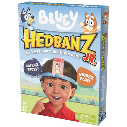 Spin Master Games, Bluey Hedbanz Jr., Picture Guessing Card Game, Includes Illustrations from Bluey, Easy to Play for Family & Kids, 2-4 Players, for Ages 5 & Up - style: Bluey Hedbanz Jr