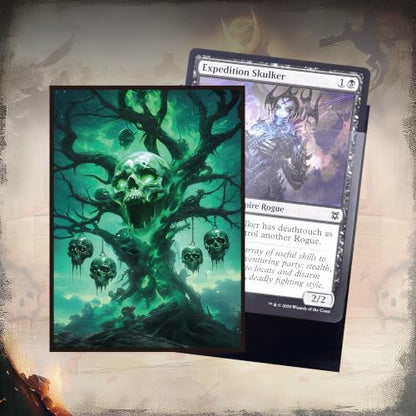 Kabinka MTG Card Sleeves - 100 Standard Size Pack Clear Front & Matte Finish Back with Skull Tree, Premium Sleeves for Magic The Gathering TCG