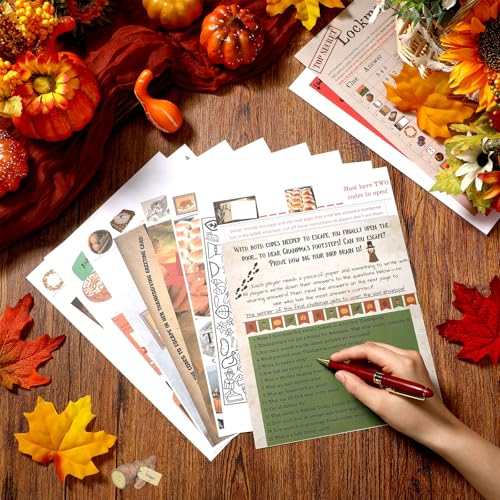 Fullhawl Thanksgiving Turkey Escape Room Game 28 Cards Card-Based at-Home Escape Room Experience Family Friend Fun for Adults Thanksgiving Party Games Supplies for 1 to 6 Players 60 Minute Game