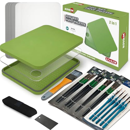 Wet Palette and Acrylic Paint Palette | 30PCS Artist Paint Brushes for Acrylic Painting, 100PCS Hydration Paper and 4PCS Sponges for Canvas & Hobby Art Projects - style: 2-in-1 Set&30 Brushes