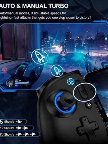 Wireless Mobile Gaming Controller, Phone Controller for iPhone/Android, Hall Joystick/Trigger, Bluetooth Handheld Gaming Controller with Programmable, No Dead Zone, Adjustable Light/Turbo, for Xbox Cloud, Steam Link