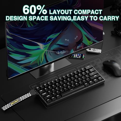 Aula MINI60 HE Wireless Gaming Keyboard 60%,Hall Effect Rapid Trigger Magnetic Keyboard,8000Hz Polling,Tri-Mode(BT5.0/2.4GHz/USB-C),Hot Swappable Compact Mechanical Keyboard for Gamer(Black) - color: Black