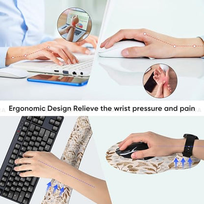 Mouse Pad and Keyboard Wrist Rest, 3-in-1 Computer Mousepad and Coaster Set, Non-Slip Keyboard Wrist Rest and Mouse Pad Set Ergonomic Design (YKMWR-59) - color: Ykmwr-59