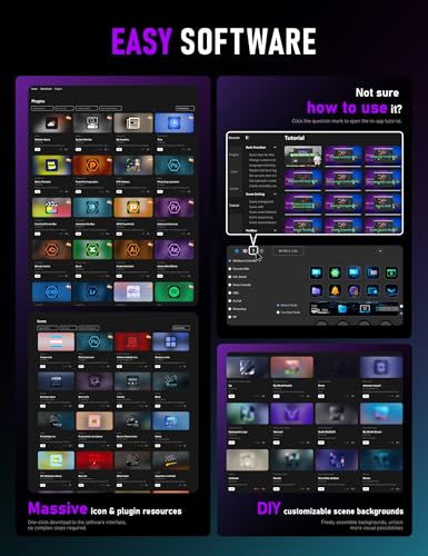 Stream Control Deck Macro Pad15 Keys Programmable Keypad RGB Macro Keyboard Stream Controller with 3-Step Adjustable Stand 500+Plugins&200+ Icons Wired Shortcut Keyboard for Streamers/Gamers/Designers - color: Black V293