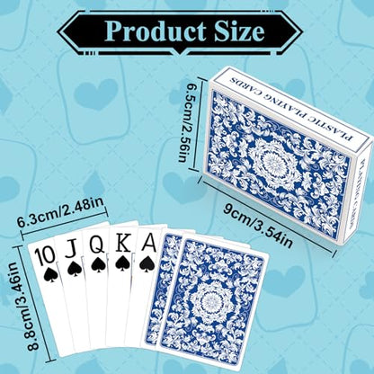 Plastic Playing Cards Waterproof Cards Poker Card 2 Pack Playing Card Large Print for Adults Seniors, Deck of Card Set Poker Cards for Beach Trip Pool Party Games (Blue) - color: Blue