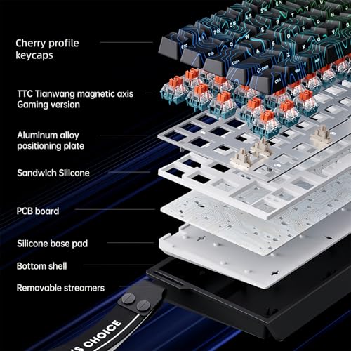 MCHOSE ACE 68 Magnetic Switch RGB Gaming Keyboard,60% Hall Effect Rapid Trigger Adjustable Actuation Hot Swappable Wired Mechanical Keyboard 8K Hz Polling Rate for PC/Mac Gamer (White) - color: White-Blue Ice Magnetic Switch
