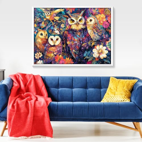 300 Pieces Owl Puzzle for Adults, Bird Puzzle 300 Pieces Recycled Cardboard Jigsaw Puzzles for Adults, Family Challenging Game Home Decor Gift Toy for Teens Kids Seniors 20.5×15 in - style: Owls