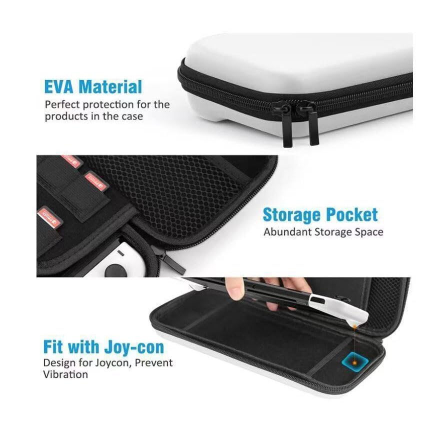For Nintendo Switch OLED/Switch Hard Carrying Case, 10 Game Card Slots, ABS Hard Shell, Portable Travel Bag with Handle, Shockproof & Waterproof Protective Storage Pouch for Console, Joy-Cons - size: For Nintendo Switch 1