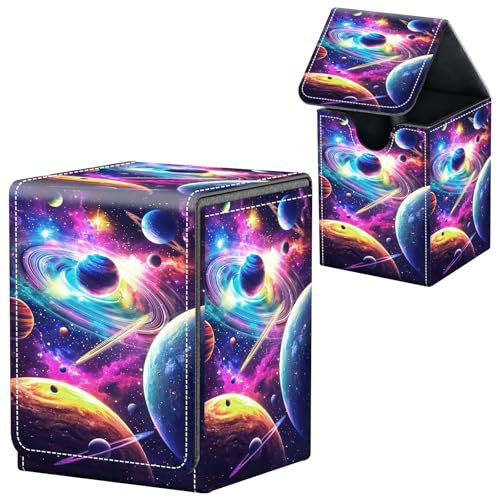 Commander Deck Box for MTG Commander Trading Cards with Magnetic Closure,Premium Leather Card Storage Box Case for MTG TCG CCG Magic Cards,Fits 100+ Single Sleeved Cards, Greatful Galaxys Planet - color: Greatful Galaxys Planet