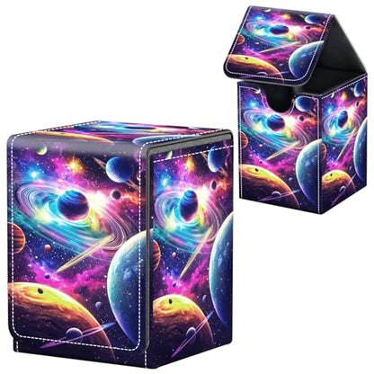 Commander Deck Box for MTG Commander Trading Cards with Magnetic Closure,Premium Leather Card Storage Box Case for MTG TCG CCG Magic Cards,Fits 100+ Single Sleeved Cards, Greatful Galaxys Planet - color: Greatful Galaxys Planet