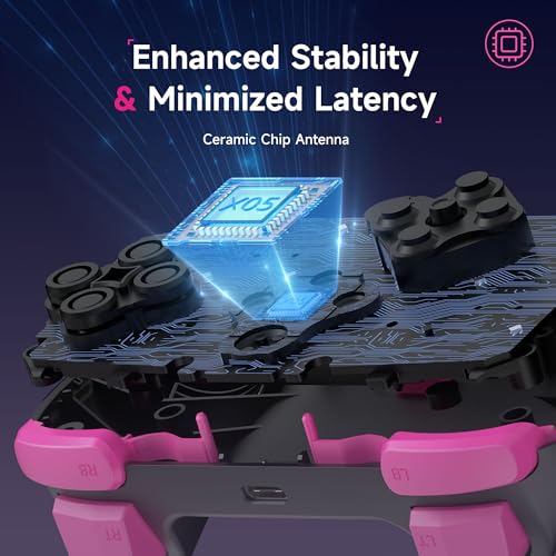 EasySMX Wireless Controller for PC/iPhone/Android/Switch & Steam Deck- Bluetooth Game Controller Gamepad with Hall Effect, RGB Lights, Anti-Drift Controller w 2.4G USB/Bluetooth/Wired 3 Connections - color: gun