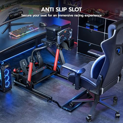 ARES WING Racing Wheel Stand with Chair Fixing Slot, Foldable Racing Simulator Cockpit, Formula GT Sim Racing Cockpit Compatible with Fanatec, Thrustmaster, Logitech, Moza, Simagic, Gaming Equipment