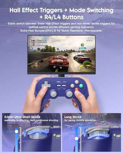 8Bitdo Pro 3 Bluetooth Controller (Purple) - TMR Joysticks | For Switch/Switch 2, Windows/Apple/Android, Swappable ABXY Buttons, Pro Back Buttons, Hall Effect Triggers, Charging Dock - color: Purple, size: Pro 3