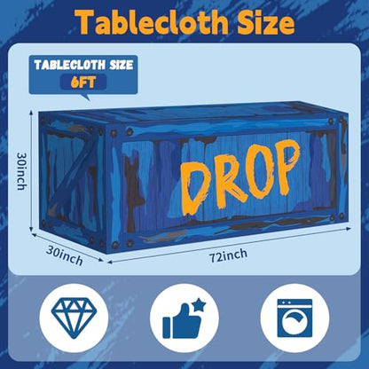 Moukeren Video Game Themed Birthday Tablecloth Drop Box Military Decoration Drop Box Table Cover for Gamers Men Birthday Graduation Supplies,72x30inches